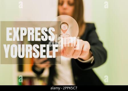 Writing displaying text Express Yourself. Business approach to communicate or reveal one s is thoughts or feelings Stock Photo