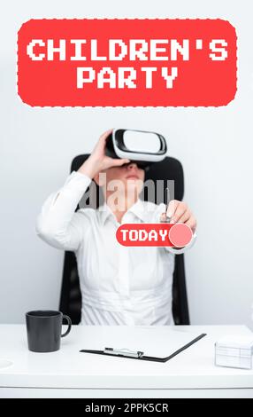 Text sign showing Children S Is Party. Business showcase social gathering or the entertainment provided for kids Stock Photo