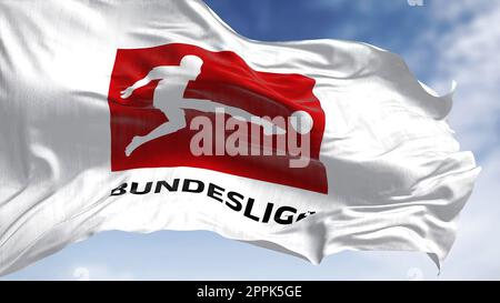 Close-up of the Bundesliga flag waving in the wind Stock Photo
