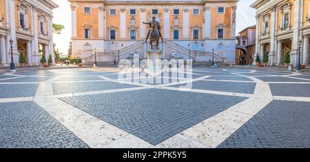 Capitolium Square (Piazza del Campidoglio) in Rome, Italy. Made by Michelangelo, it is home of Rome (Roma) City Hall Stock Photo