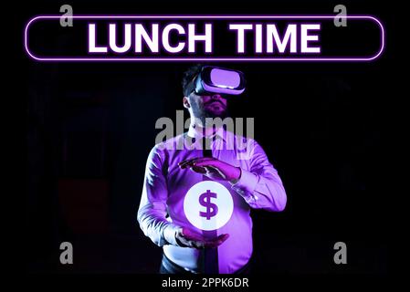 Writing displaying text Lunch Time. Word Written on Meal in the middle of the day after breakfast and before dinner Stock Photo