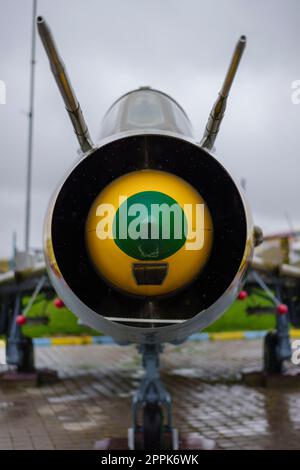 Stationary military fighter jet Stock Photo