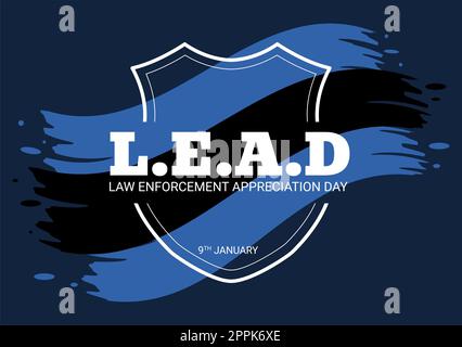 National Law Enforcement Appreciation Day or LEAD on January 9th to Thank and Show Support in Flat Cartoon Hand Drawn Templates Illustration Stock Photo