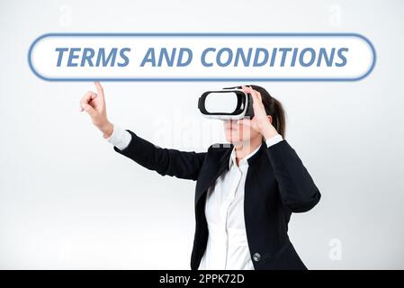 Conceptual caption Terms And Conditions. Business overview rules that apply to fulfilling a particular contract Stock Photo
