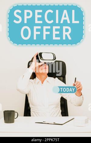 Sign displaying Special Offer. Business approach selling product or service at a lower price to attract customer Stock Photo
