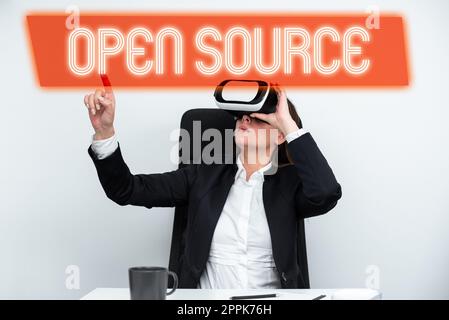Writing displaying text Open Source. Word Written on contains the source code that can be modified and enhanced Stock Photo