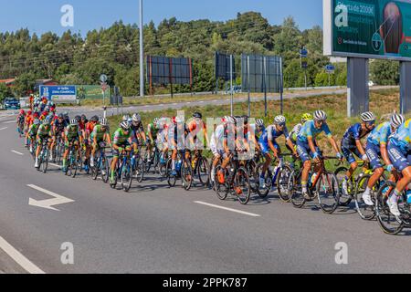 Cyclists taking part in stage Santo Tirso - Braga Stock Photo