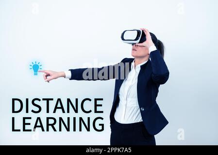 Conceptual display Distance Learning. Internet Concept educational lectures broadcasted over the Internet remotely Stock Photo
