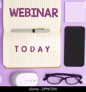 Conceptual caption Webinar. Word for defined as seminar conducted over the Internet Web conferencing Stock Photo