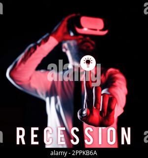 Inspiration showing sign Recession. Word Written on the process of progressive decrease in growing, period of reduction Stock Photo