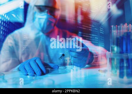 Doctor in the laboratory analyzes samples for scientific research Stock Photo