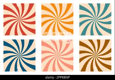 Set of retro background with curved  rays or stripes in the center. Vector illustration Stock Vector