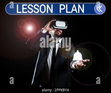 Inspiration showing sign Lesson Plan. Internet Concept a teacher's detailed description of the course of instruction Stock Photo