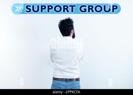 Handwriting text Support Group. Conceptual photo number of people involved in service commitment Stock Photo