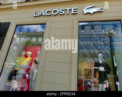 Entrance to Lacoste store in Prague, Czech republic. Stock Photo