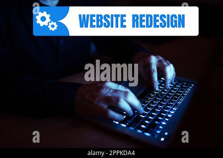 Text caption presenting Website Redesign. Business approach modernize improver or evamp your website's look and feel Stock Photo