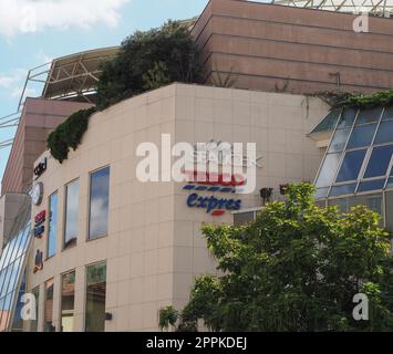 Tesco shopfront sign in Brno Stock Photo