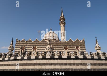 The beautiful striped Abu Darwish Mosque in Amman, Jordan Stock Photo