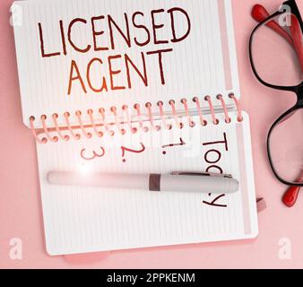 Writing displaying text Licensed Agent. Word Written on Authorized and Accredited seller of insurance policies Stock Photo