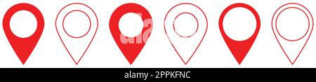 Set of location red icons. Design can use for web and mobile app. Vector illustration Stock Vector