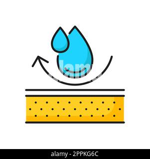 Waterproof mattress, water resistant surface texture color icon. Vector impermeable water protection, material of liquids resistant surface Stock Vector