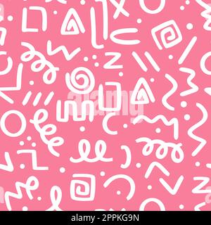 90s seamless pattern squiggle fun Stock Vector