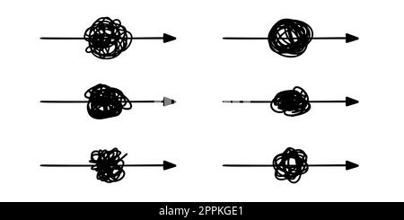 Set of doodle complex path lines. Vector illustration. Stock Vector