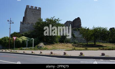 Istanbul, Turkey - September 14, 2022: Towers and walls of the old fortress, fortification of the city. Stock Photo