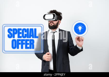 Text showing inspiration Special Offer. Business idea Selling at a lower or discounted price Bargain with Freebies Stock Photo