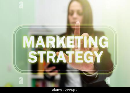 Conceptual display Marketing Strategy. Word Written on plan of action designed to promote and sell product Stock Photo