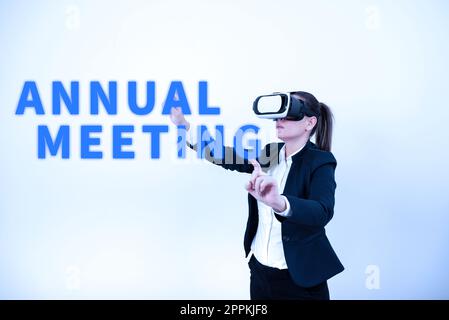Text showing inspiration Annual Meeting. Conceptual photo scheduled annually for the discussion of the business future Stock Photo