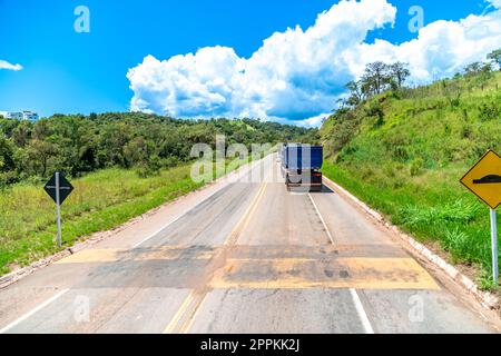 slowing retarder on asphalt road Stock Photo