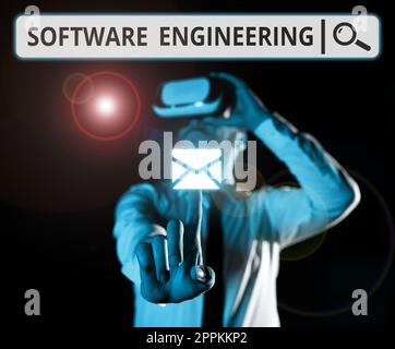 Handwriting text Software Engineering. Business overview Program Development in Systematic Quantifiable approach Stock Photo