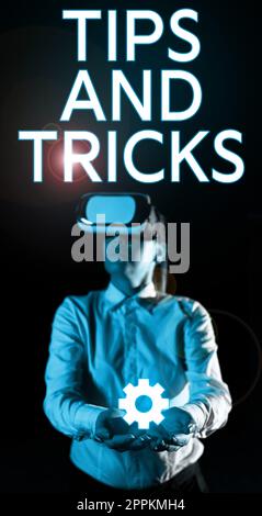 Conceptual display Tips And Tricks. Concept meaning helpful advices that makes certain action easier to do Stock Photo