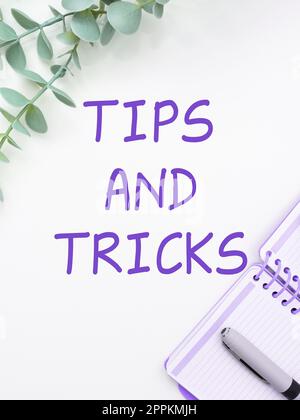 Handwriting text Tips And Tricks. Conceptual photo helpful advices that makes certain action easier to do Stock Photo