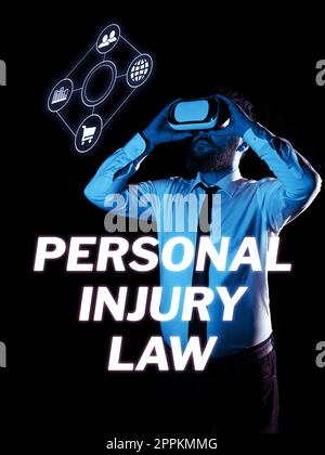 Text sign showing Personal Injury Law. Business showcase being hurt or injured inside work environment Stock Photo