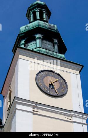 Tower of 17th century Basilica of Our Lady of the Angels, Kalwaria Zebrzydowska, Poland. Stock Photo