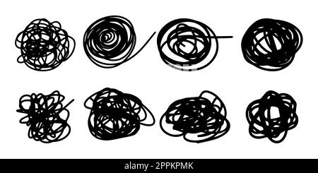 Set of messy and chaotic lines. Vector illustration. Stock Vector