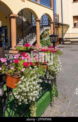 Courtyard in front of Pilgrim's House and Passion and Marian sanctuary, Kalwaria Zebrzydowska, Poland. Stock Photo