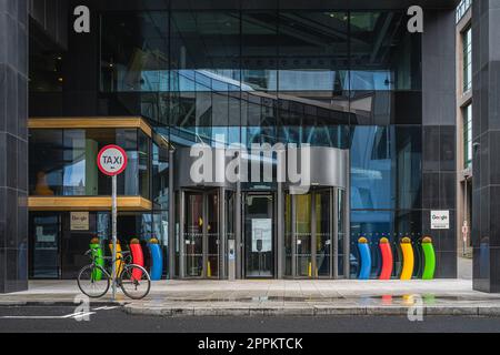 Entrance to Google headquarters building on Grand Canal Dock in Dublin Stock Photo
