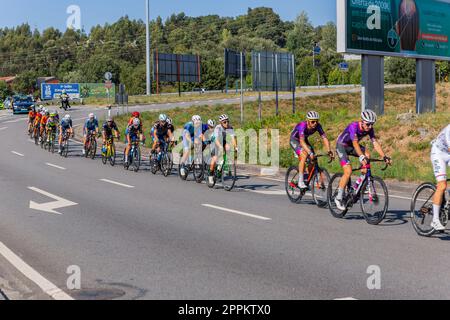 Cyclists taking part in stage Santo Tirso - Braga Stock Photo