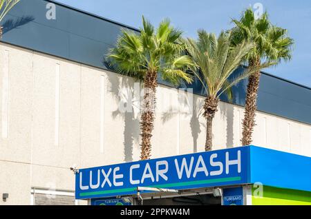 MARBELLA, SPAIN - OCTOBER 11, 2021: Logo of a car wash in Marbella, Spain Stock Photo