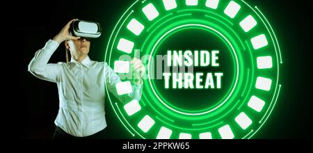 Text caption presenting Inside Threat. Business idea Information that only an insider would have Real information Stock Photo