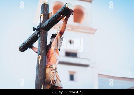 The Sacramental Brotherhood of the Holy Christ of Anguish during Holy Week in Badajoz Stock Photo