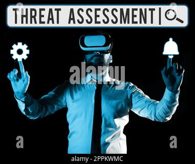 Text sign showing Threat Assessment. Word Written on determining the seriousness of a potential threat Stock Photo