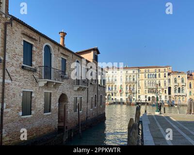 tourist waiting water bas on pier in Venice city Stock Photo