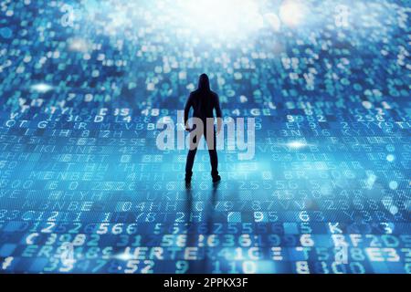 Hacker is searching to encrypt personal data and password Stock Photo