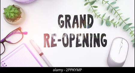 Text caption presenting Grand Re Opening. Internet Concept held to mark the opening of a new business or public place Stock Photo