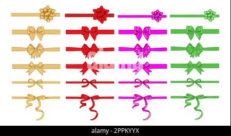 Set of decorative different color ribbon bows. Stock Vector