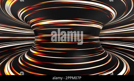 Abstract neon lights traveling through tunnel with highspeed Stock Photo